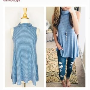 Anthropologie Puella Stripe Swing Turtle Neck